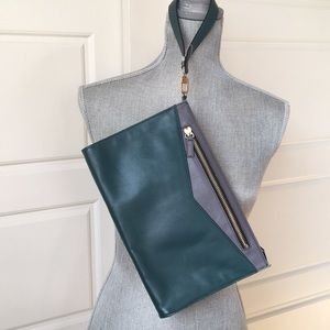 Halogen leather clutch